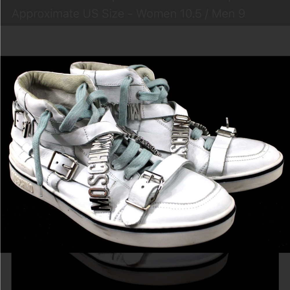 Moschino White Artistic High-Top Sneakers